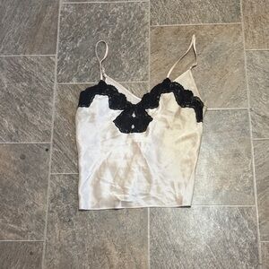 Satin Cami Top with Lace Detail